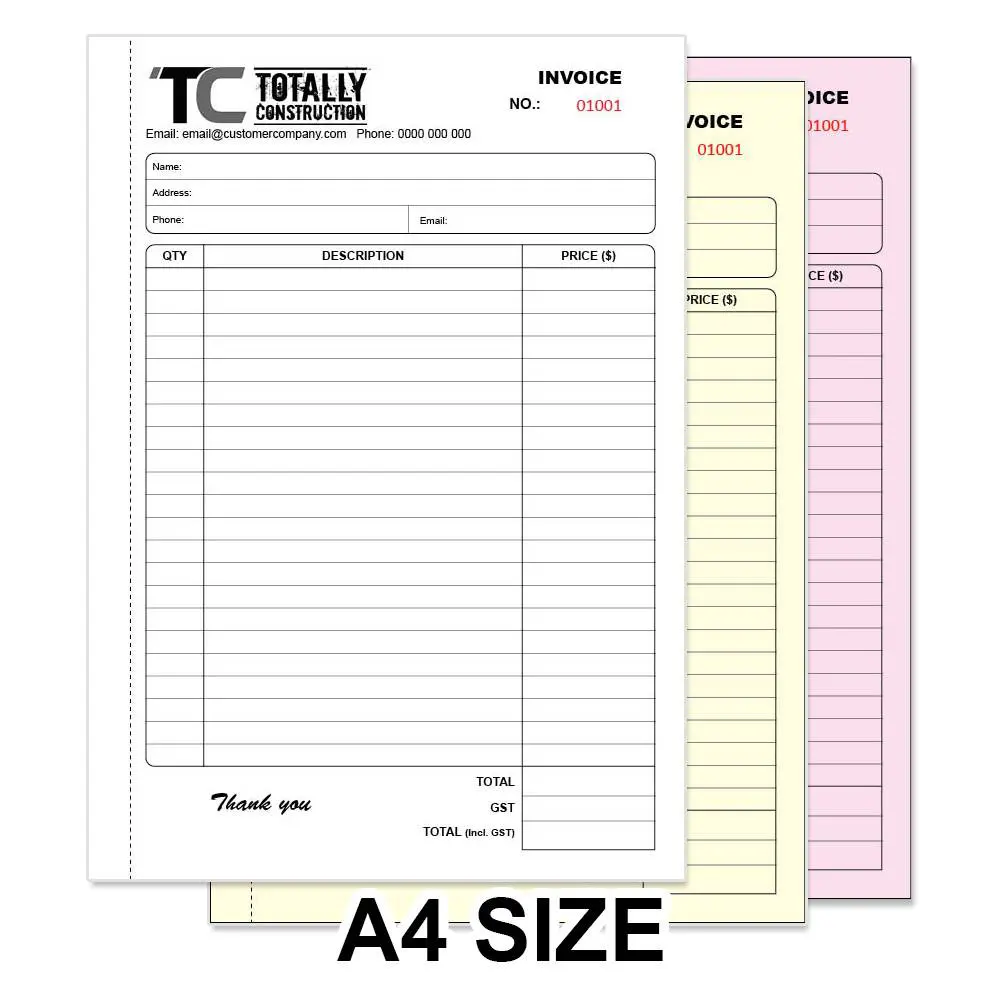 Bondi Junction Printing 21 A4 Carbonless NCR Books Triplicate