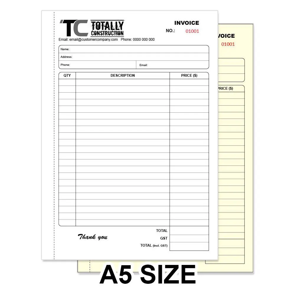 Bondi Junction Printing 20 A5 Carbonless : NCR Books Duplicate